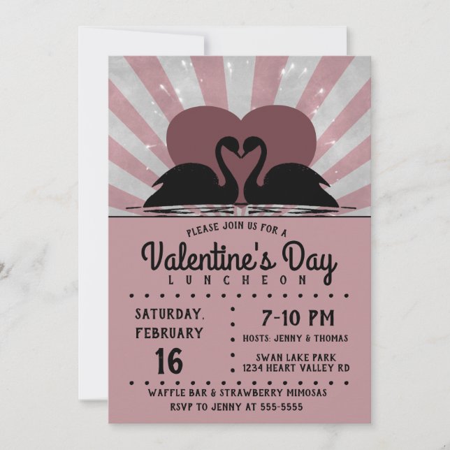 Valentine Swans Invitation (Front)