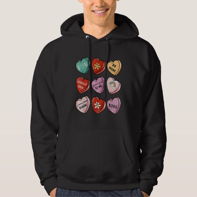 Valentine Sweet Candy Heart Kiss Happy Valentine's Hoodie (Front)