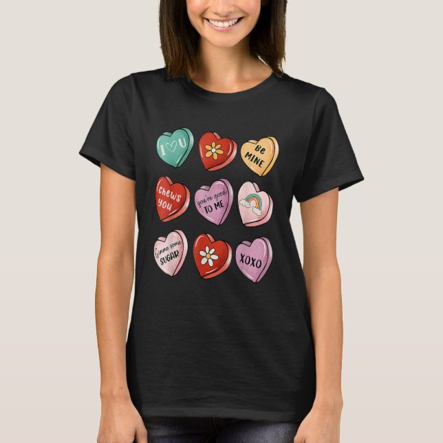 Valentine Sweet Candy Heart Kiss Happy Valentine's T-Shirt (Front)