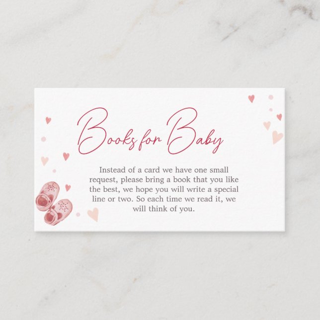 Valentine Sweetheart Baby Shower Books for Baby Enclosure Card (Front)