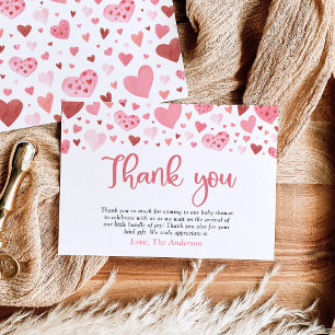 Valentine Sweetheart Baby Shower Thank you Card