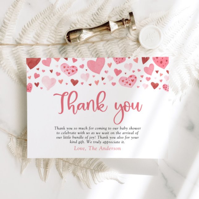 Valentine Sweetheart Baby Shower Thank you Card (Creator Uploaded)