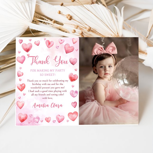 Valentine Sweetheart Birthday Photo Thank You Card (Creator Uploaded)