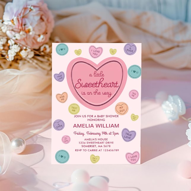 Valentine Sweetheart Candy Baby Shower Invitation (Creator Uploaded)