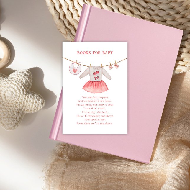 Valentine Sweetheart Girl Baby Shower Book Request Enclosure Card (Creator Uploaded)