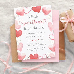 Valentine Sweetheart Hearts Girl Baby Shower Invitation
