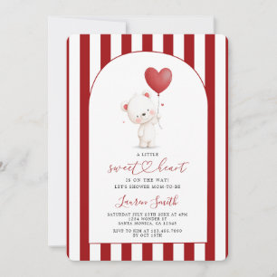 Valentine Sweetheart Teddy Bear Baby Shower Invitation