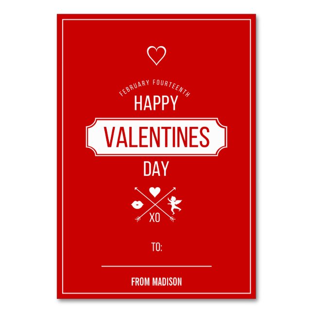 Valentine Symbols Classroom Valentine Card (Front)