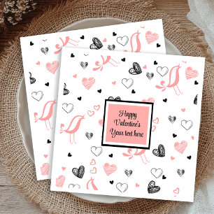 Valentine Tableware Pink Black Love Sketch Napkins