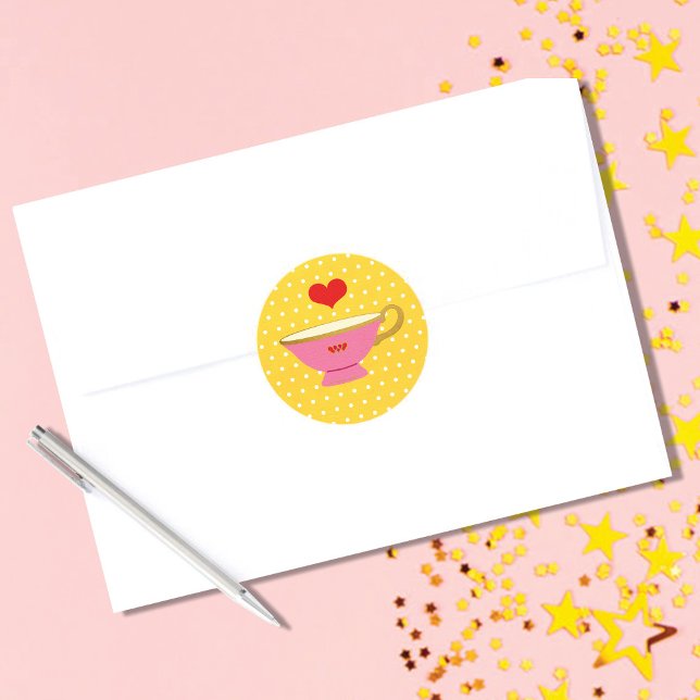 Valentine Tea Party Classic Round Sticker (Creator Uploaded)