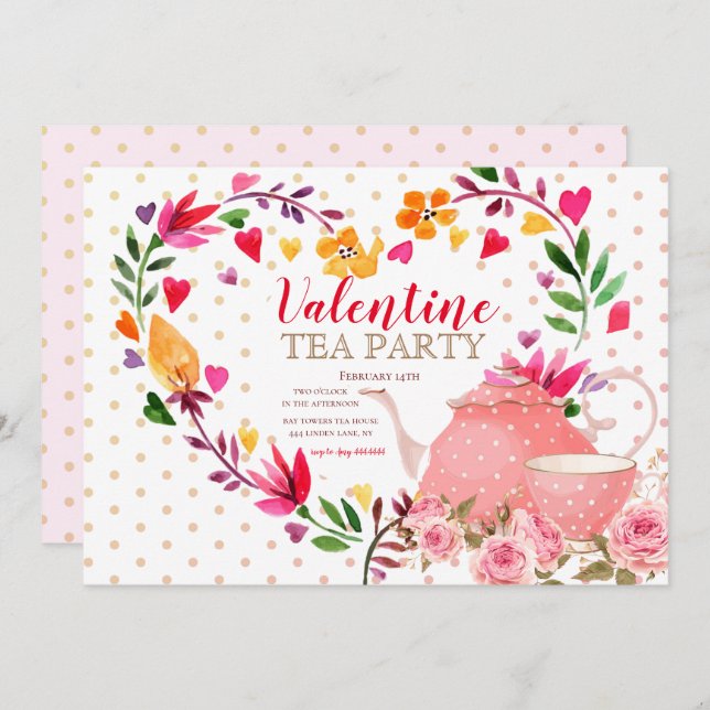 Valentine Tea Party Invitation (Front/Back)