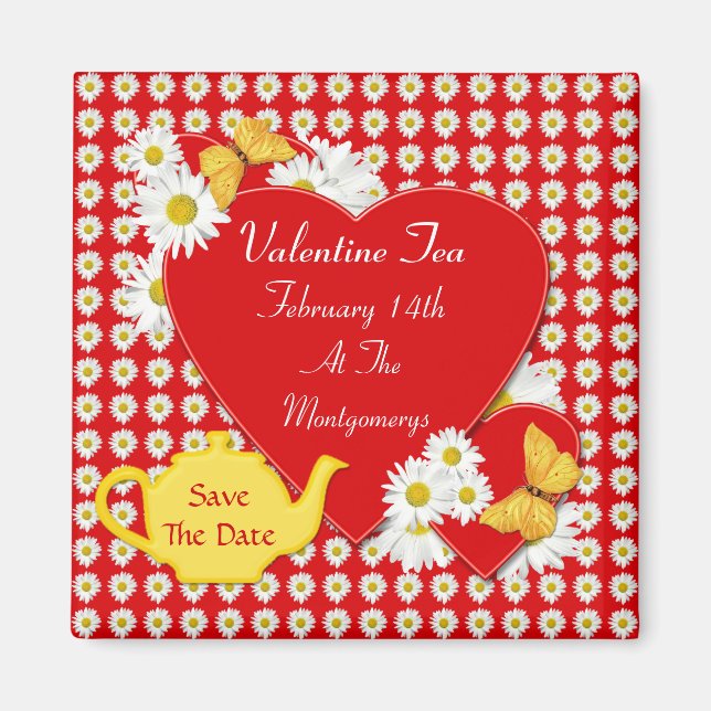 Valentine Tea Party Save the Date Magnets (Front)