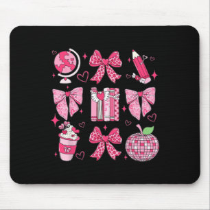 Valentine Teacher Coquette Bow Pencil Apple Disco  Mouse Pad