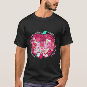 Valentine Teacher Heart Pencil Coquette Bow Lovely T-Shirt