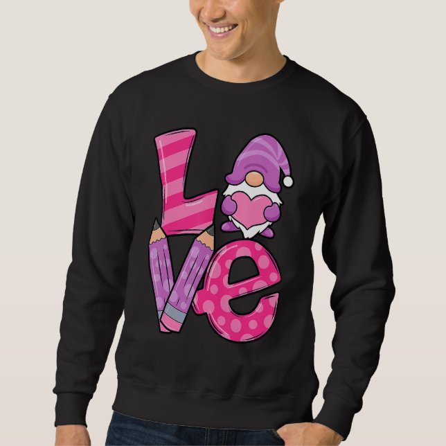 Valentine Teacher Squad Gnome Love Sweethearts Hea Sweatshirt (Front)