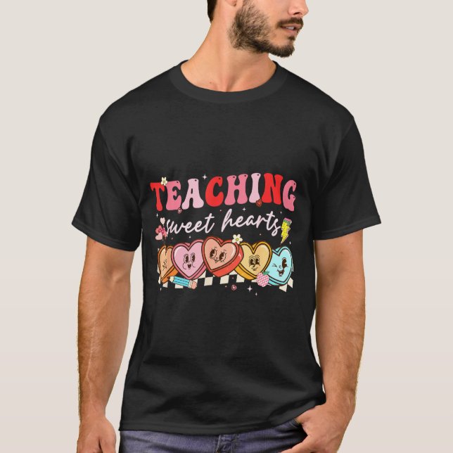 Valentine Teaching Sweet Hearts Teacher Men Women  T-Shirt (Front)
