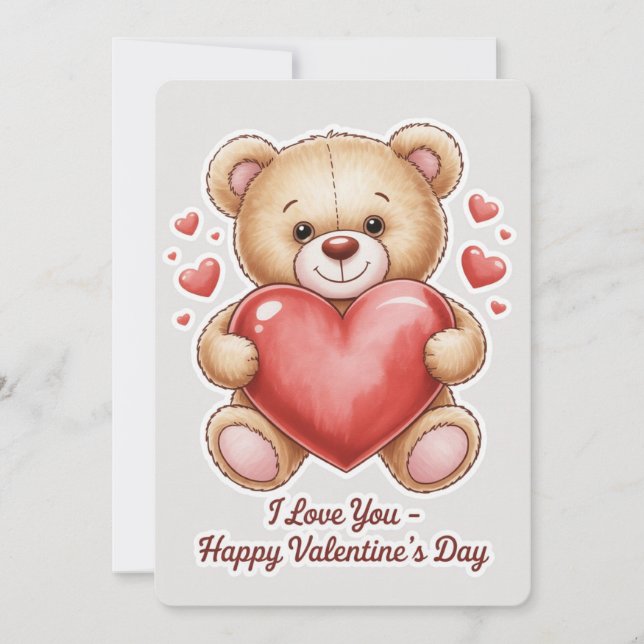 Valentine teddy bear holiday card (Front)