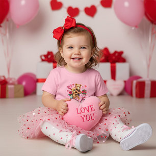 Valentine teddy bears on bicycle baby T-Shirt