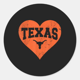 Valentine Texas Shirt Women Men Kids Orange Texas Classic Round Sticker