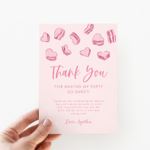 Valentine theme Pink Hearts Birthday Party Thank You Card
