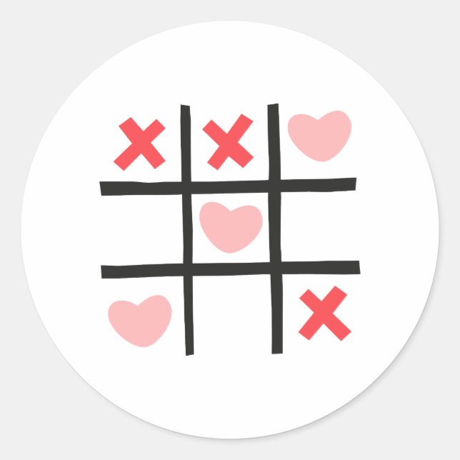 Valentine Tic Tac Toe Classic Round Sticker (Front)
