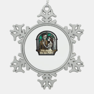 Valentine Till Death Do Us Part Classic Snowflake Pewter Christmas Ornament