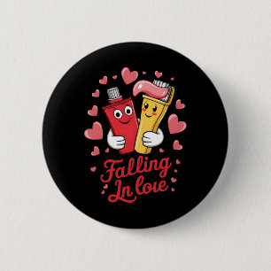 Valentine Toothpaste Love Toothbrushes Falling Inl 6 Cm Round Badge