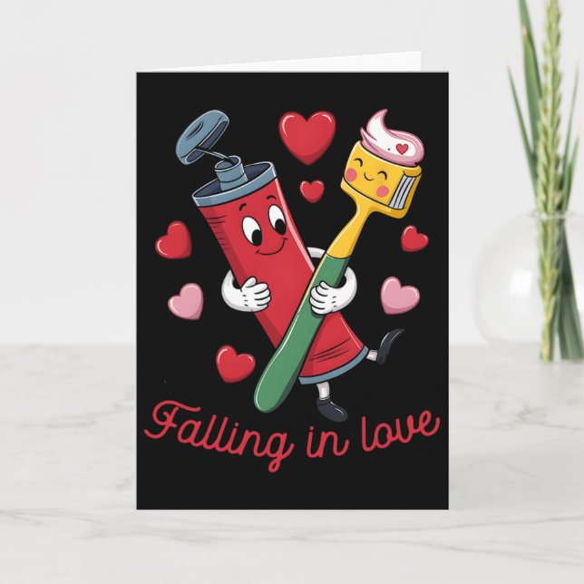 Valentine Toothpaste Love Toothbrushes Falling Inl Card (Front)