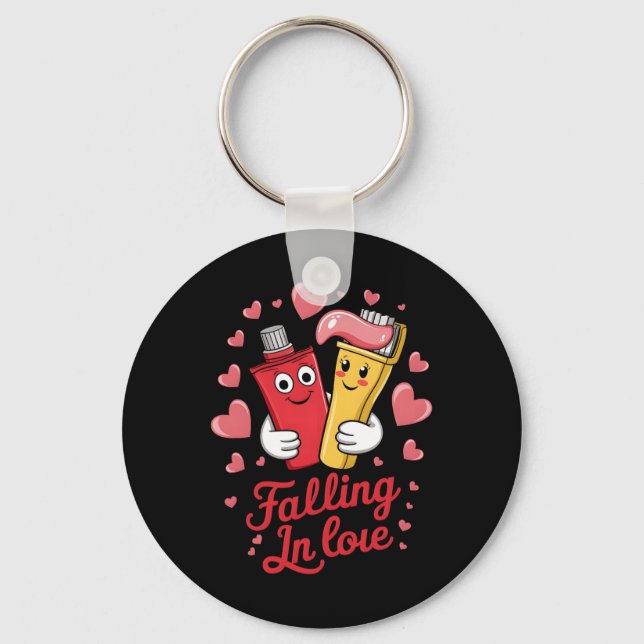 Valentine Toothpaste Love Toothbrushes Falling Inl Key Ring (Front)