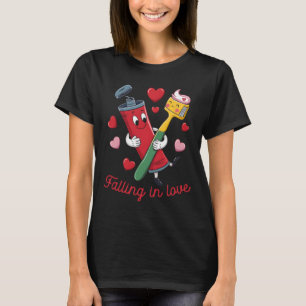 Valentine Toothpaste Love Toothbrushes Falling Inl T-Shirt