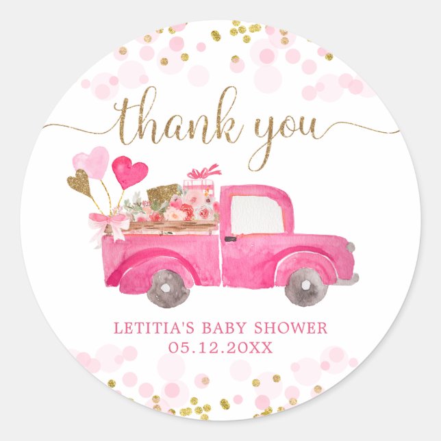 Valentine Truck Sweetheart Thank You Sticker (Front)
