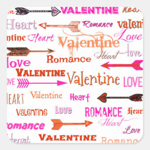 Valentine Typography Square Sticker