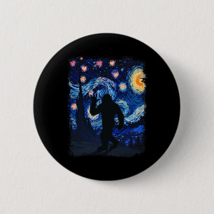 Valentine Van Gogh Starry Night Bigfoot Sasquatch 6 Cm Round Badge