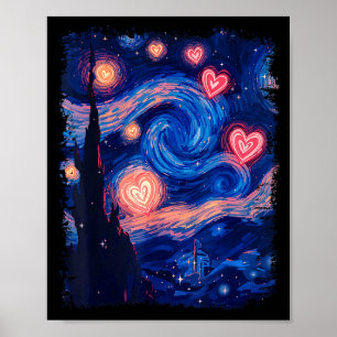 Valentine Van Gogh Starry Night Heart Matching Cou Poster