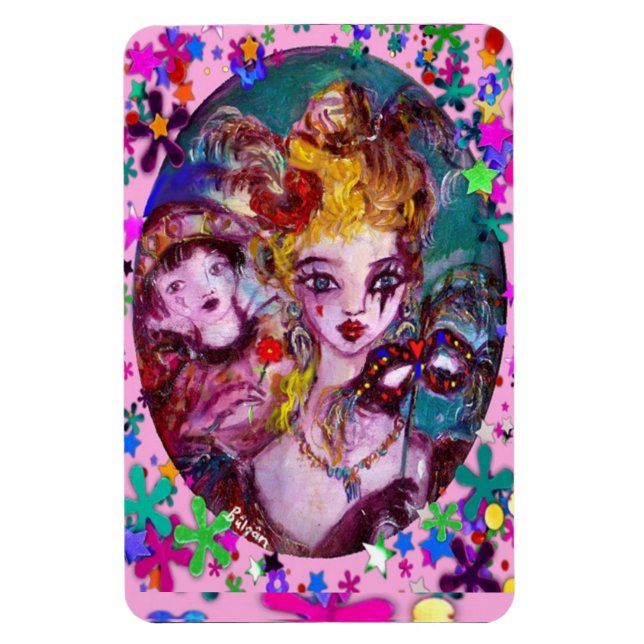 VALENTINE VENETIAN MASQUERADE CONFETTI MAGNET (Vertical)