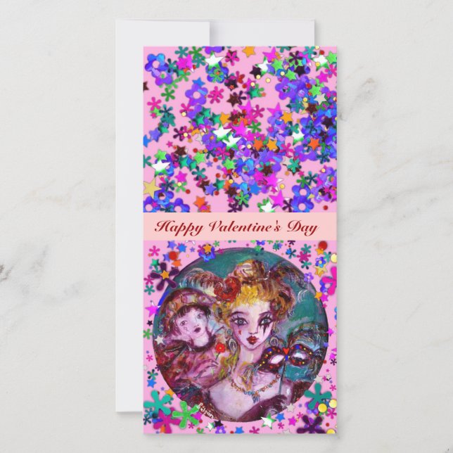 VALENTINE VENETIAN MASQUERADE MASKS HOLIDAY CARD (Front)