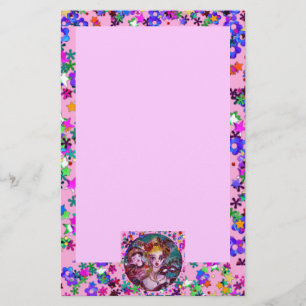 VALENTINE VENETIAN MASQUERADE MASKS Pink Confetti Stationery