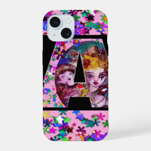 VALENTINE VENETIAN MASQUERADE MONOGRAM A LETTER iPhone 15 CASE