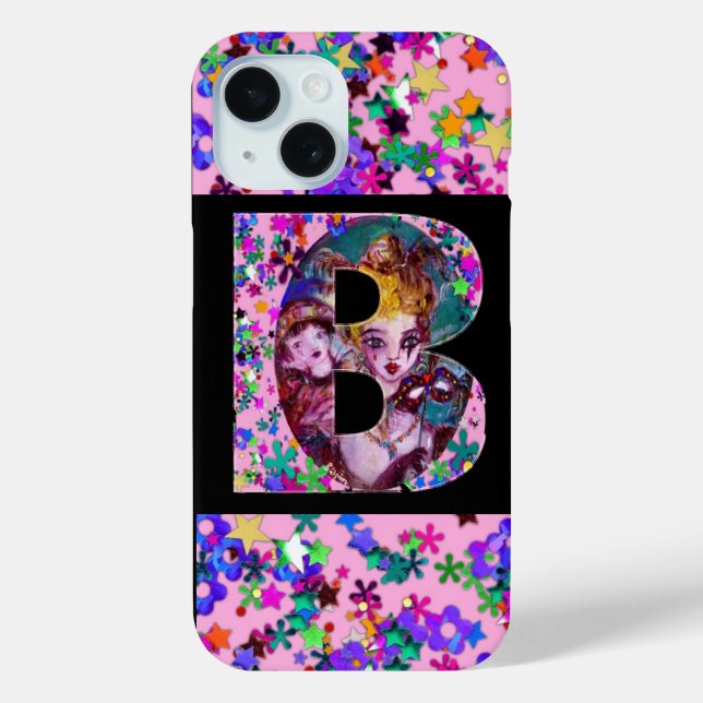 VALENTINE VENETIAN MASQUERADE MONOGRAM B LETTER Case-Mate iPhone CASE (Back)