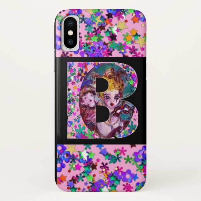 VALENTINE VENETIAN MASQUERADE MONOGRAM B LETTER Case-Mate iPhone CASE (Back)