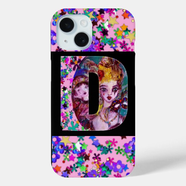 VALENTINE VENETIAN MASQUERADE MONOGRAM D LETTER Case-Mate iPhone CASE (Back)