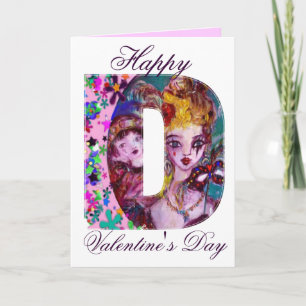 VALENTINE VENETIAN MASQUERADE MONOGRAM D LETTER HOLIDAY CARD