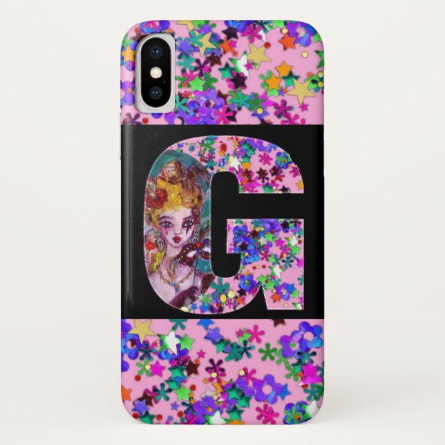VALENTINE VENETIAN MASQUERADE MONOGRAM G LETTER Case-Mate iPhone CASE (Back)