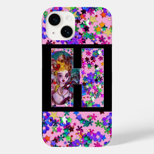 VALENTINE VENETIAN MASQUERADE MONOGRAM H LETTER Case-Mate iPhone CASE (Back)