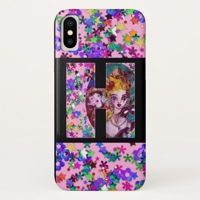 VALENTINE VENETIAN MASQUERADE MONOGRAM H LETTER Case-Mate iPhone CASE (Back)