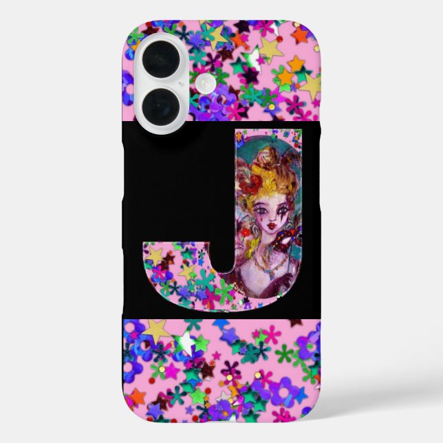 VALENTINE VENETIAN MASQUERADE MONOGRAM J LETTER Case-Mate iPhone CASE (Back)