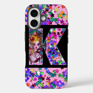 VALENTINE VENETIAN MASQUERADE MONOGRAM K LETTER iPhone 16 CASE