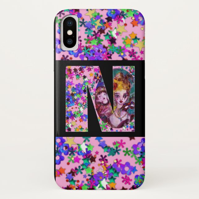 VALENTINE VENETIAN MASQUERADE MONOGRAM M LETTER Case-Mate iPhone CASE (Back)