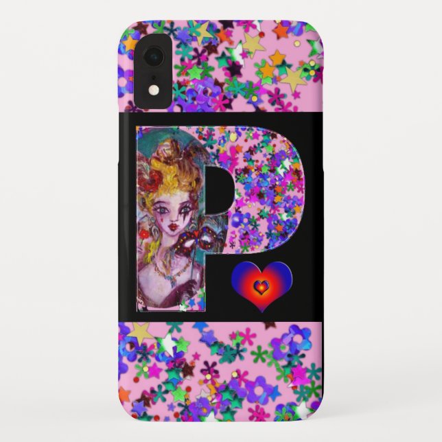 VALENTINE VENETIAN MASQUERADE MONOGRAM P LETTER Case-Mate iPhone CASE (Back)
