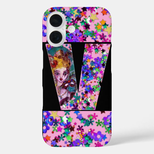 VALENTINE VENETIAN MASQUERADE MONOGRAM V LETTER Case-Mate iPhone CASE (Back)